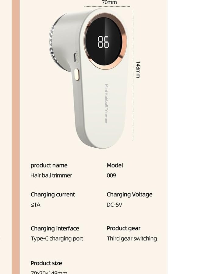 Lint Shavers Rechargeable Fabric Shaver, With Digital Display, Sweater Shaver with 6 Leaf Blades and Safety Lock, 3 Speeds Defuzzer Remove Fuzz, Pills from Clothes, Furniture, Sofa, Blanket (White) - Image 2