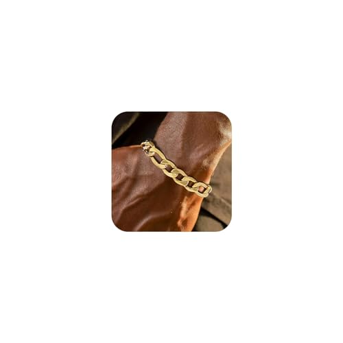 ChainsPro Gold Mens Bracelets 9mm 8.3inch 18K Gold Plated Figaro Chain Link Wrist Bracelet Dad Gift - Image 1