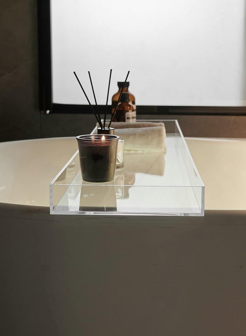 تي بي جي بي صينية حوض استحمام شفافة، رف طاولة لحوض الاستحمام، منظم فاخر للاستحمام في الحمام، مصنوع من الأكريليك. - Image 2