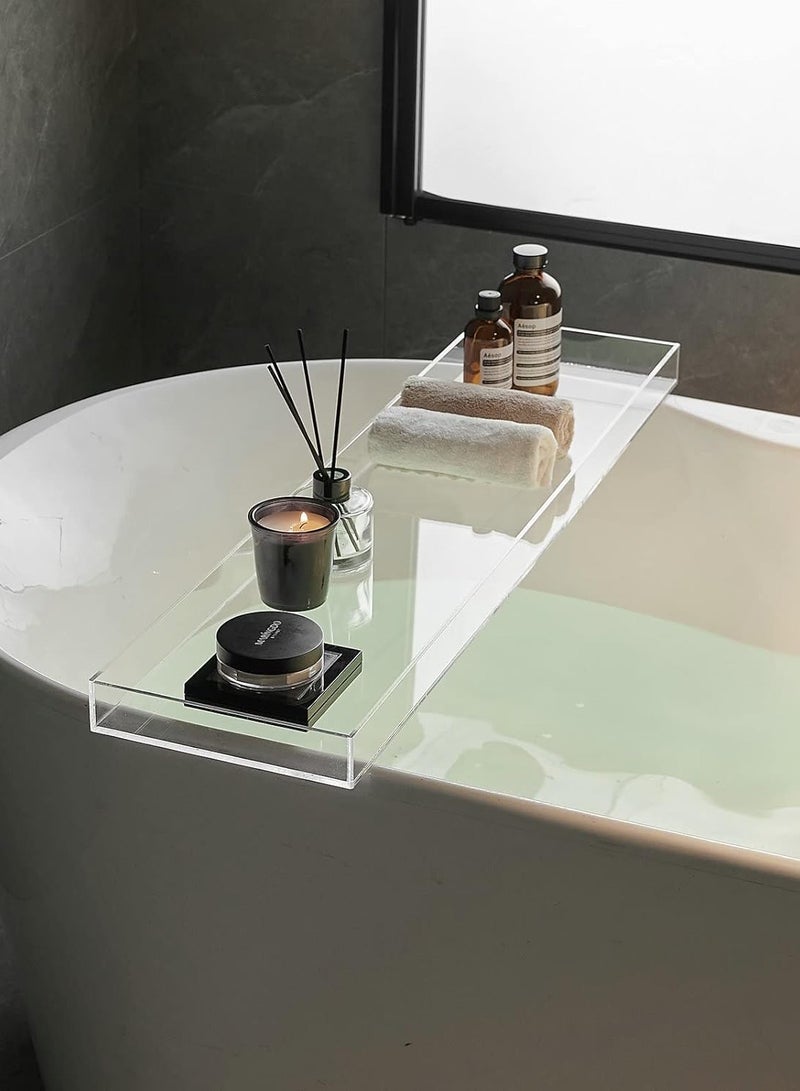 تي بي جي بي صينية حوض استحمام شفافة، رف طاولة لحوض الاستحمام، منظم فاخر للاستحمام في الحمام، مصنوع من الأكريليك. - Image 1