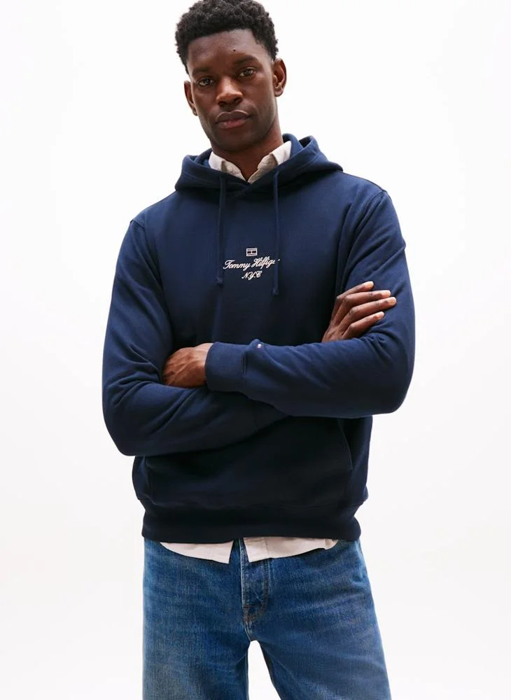 TOMMY HILFIGER Outline Flag Script Pullover Hoodie