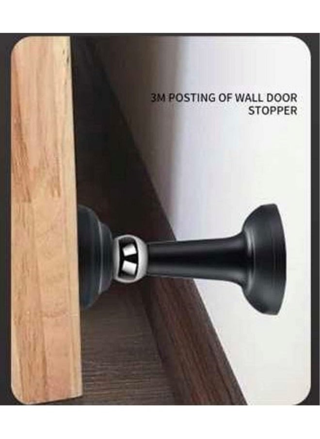 Generic 2 Pcs Home Magnetic Door Stop, Decorative Matte Black Self-Adhesive Door Holder, Noise Reduction Silicone Made,No Drilling Easy Install, Wall-Floor Mount Wall Protector  - Image 5