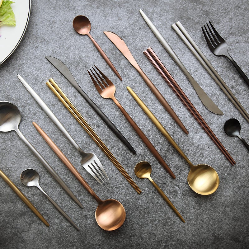 304 Stainless Steel Western-Style Tableware Steak Knife And Fork Spoon Two Or Three-Piece Set European-Style Household Thickened Weak Knife And Fork - Image 2