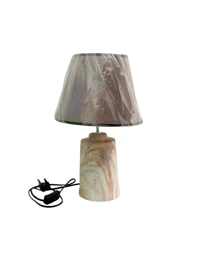 Elegant Faux Marble Bedside LED Table Lamp with a Romantic Warm Texture - Brown - Image 1