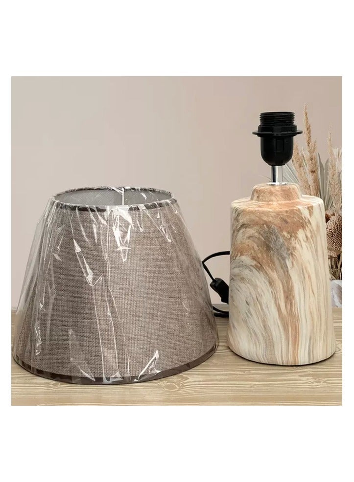 Elegant Faux Marble Bedside LED Table Lamp with a Romantic Warm Texture - Brown - Image 2