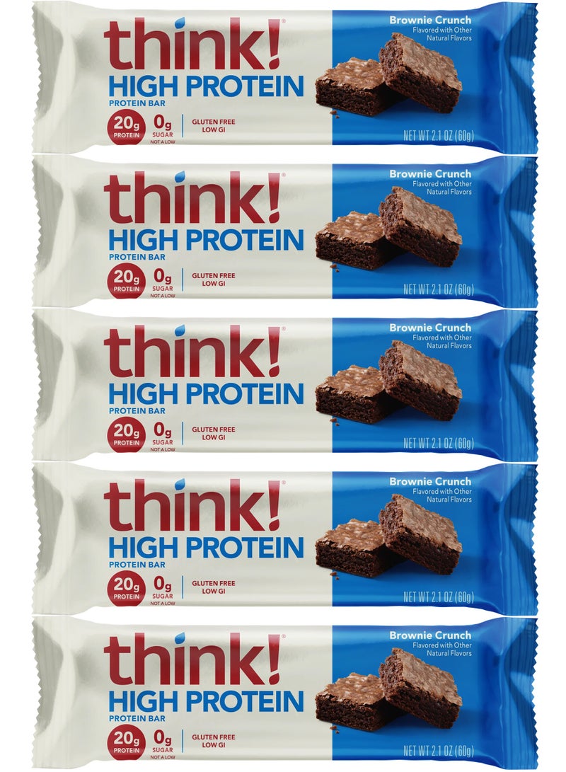Think High Protein Bars, Brownie Crunch, 5 Bars, 2.1 oz (60 g) Each - Image 2
