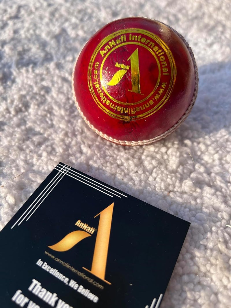 AnNafi ® Red Cricket Ball | Red Color Leather Cricket Balls for Practice A Grade Handstitched | Senior Official Hard & Seasoned |No Stamp for Indoor and Outdoor Practice & Training Cricket Ball - Image 3