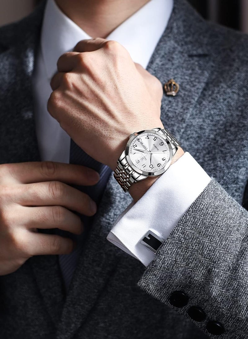 أوليفز ساعة OLEVS للرجال كوارتز أنالوج من الفولاذ المقاوم للصدأ مقاومة للماء مضيئة وتاريخ ساعة يد فاخرة 9970 - Image 3