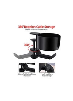 erorex Headphone Hanger With Cup Holder 2 In 1 Anti Spill Cup Holder With Under Desk Headphone Hanger 360° Rotation Headphone Holder Aluminum Headset Stand Headphone Hook 1 Pack  - Image 4
