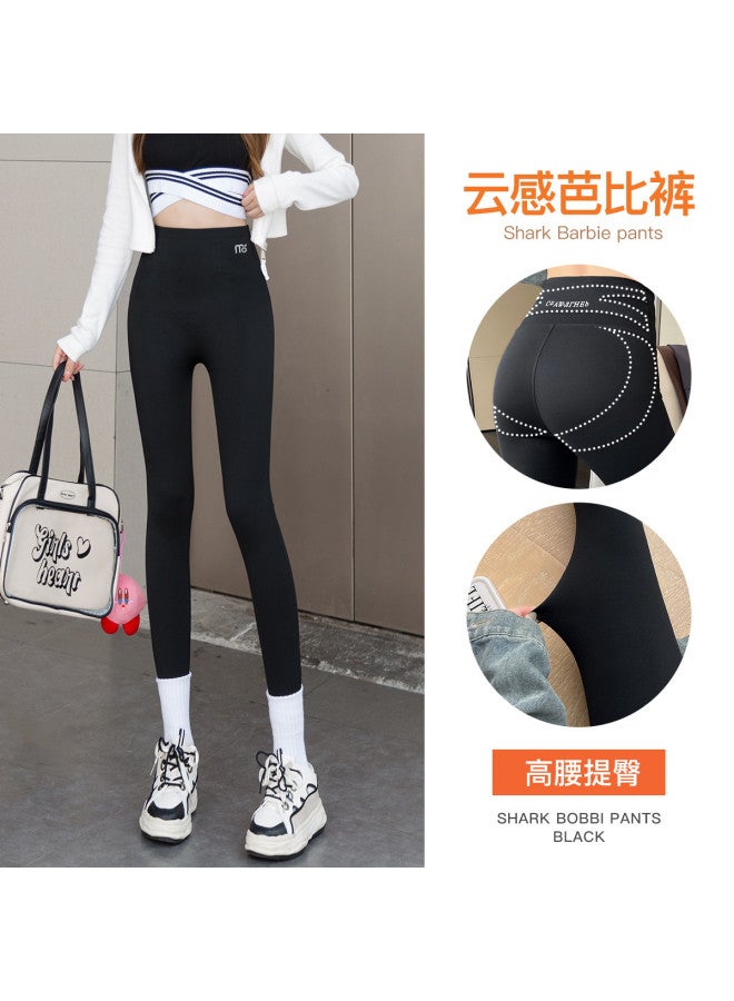 Modal Women'S High-Waist Tummy Control Shark Pants With Fleece Lining, Thickened For Autumn And Winter, Wearable As Outerwear Or Base Layer - Image 3
