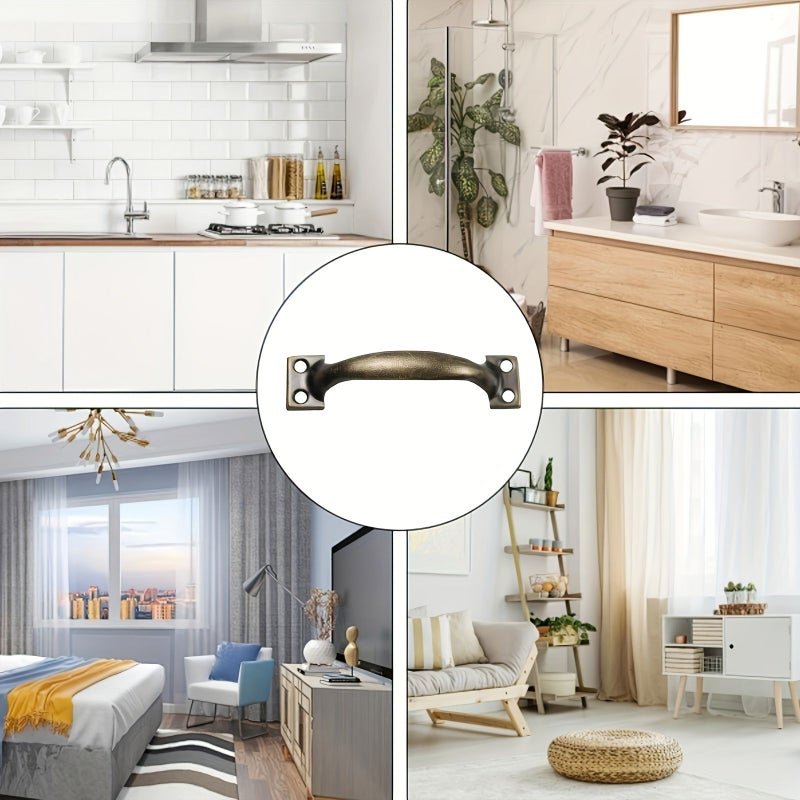8 Pcs Vintage Barn Door Pulls Antique Bronze Metal Utility Cabinet Handles Screw In Drawer Pulls Rustic Gate Handles For Kitchen Furniture And Outdoor Use - Image 2