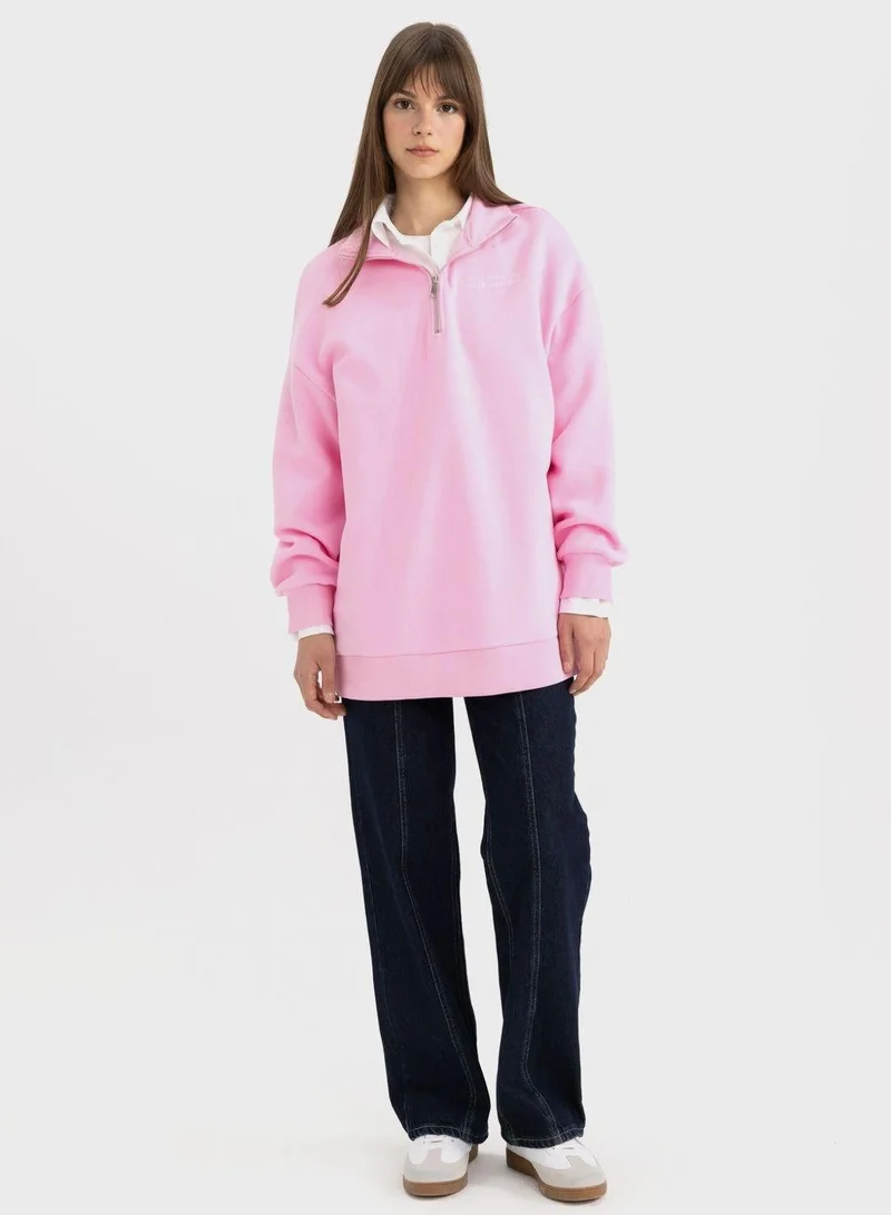 DeFacto  Regular Fit Thick Sweatshirt Fabric Polo Collar Sl  | Best Price UAE