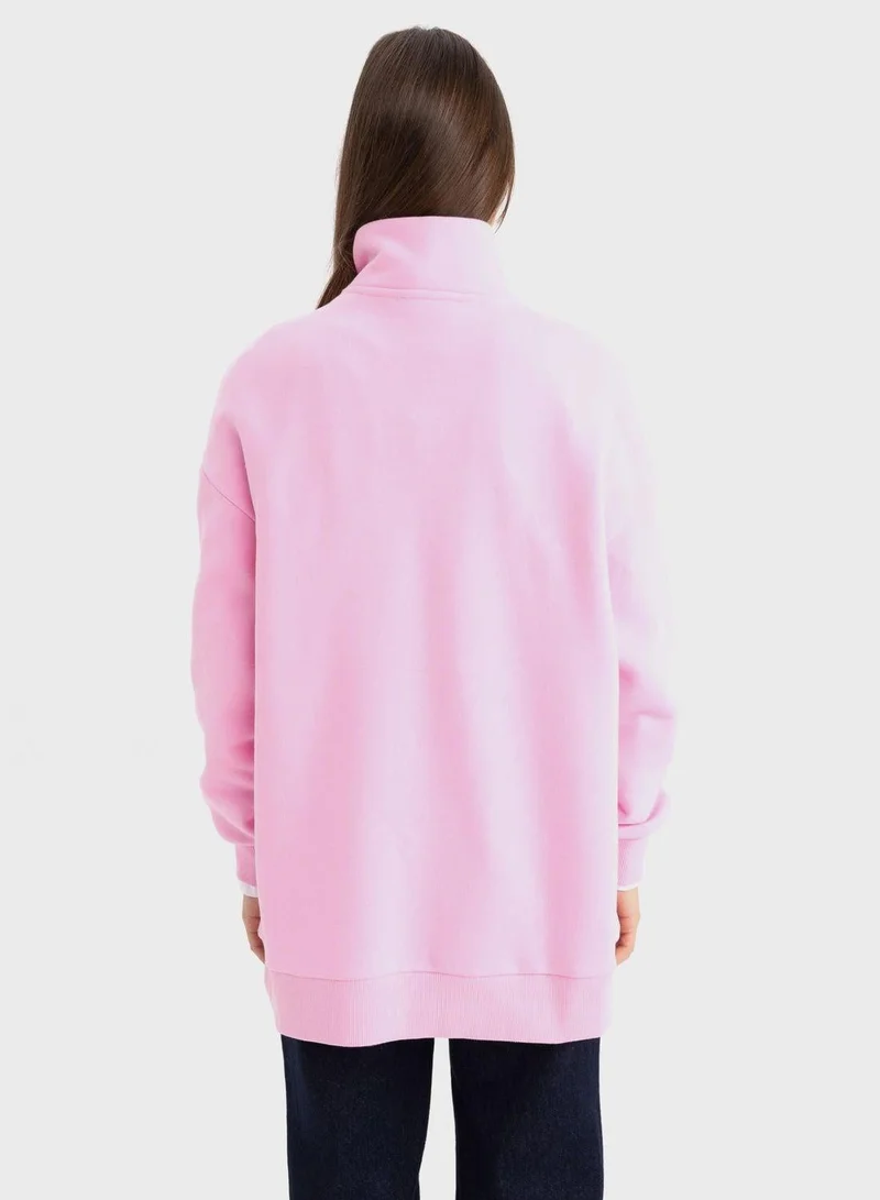 DeFacto Regular Fit Thick Sweatshirt Fabric Polo Collar Sl