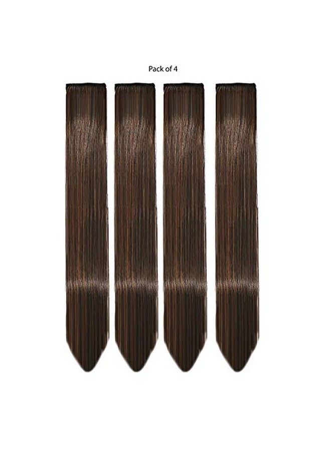 Rapidsflow ® Straight Colored Hair Streak;Hair Extensions For Women And Girls Real Hair For Highlighting (Set Of 4 pc) (Brown) - Image 5