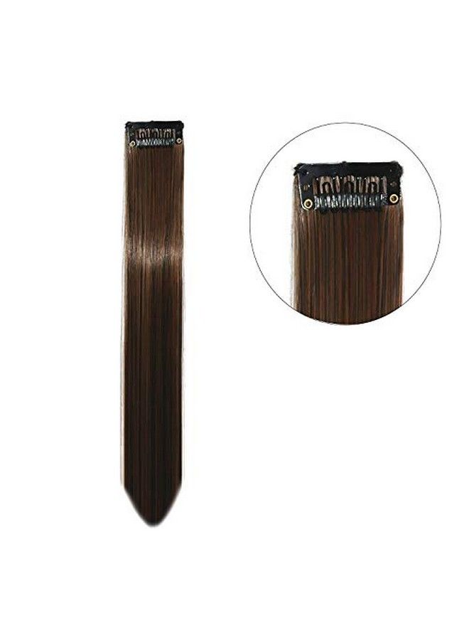 Rapidsflow ® Straight Colored Hair Streak;Hair Extensions For Women And Girls Real Hair For Highlighting (Set Of 4 pc) (Brown) - Image 4