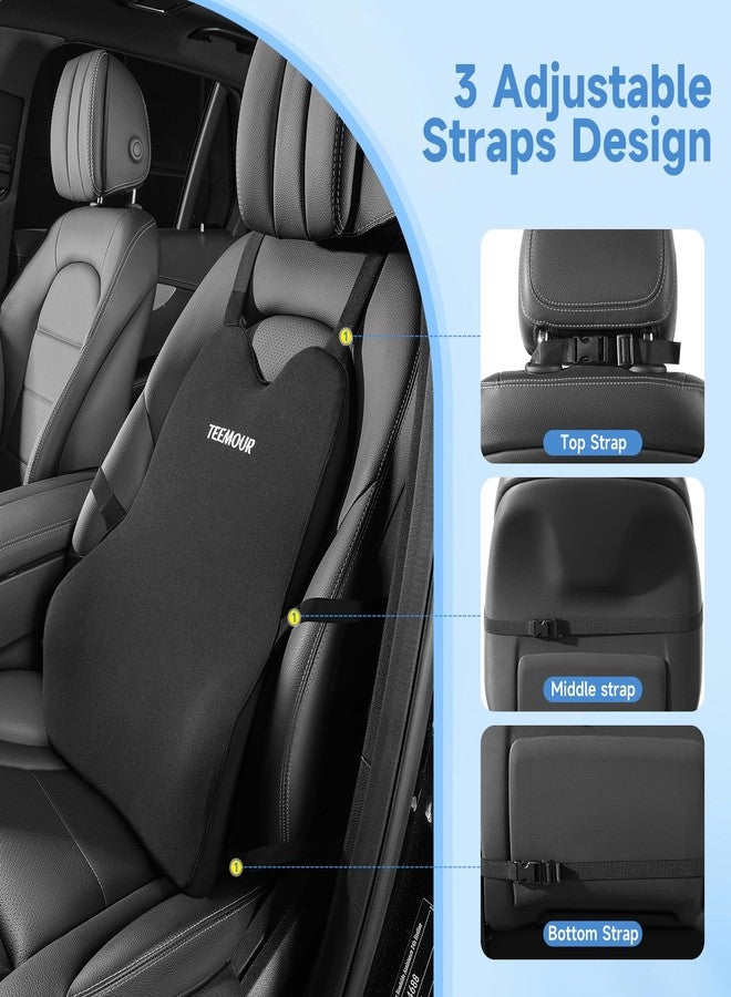 Teemour Lumbar Support Pillow for Car Improve Lower Back Pain Relief & Sitting Posture Back Support Memory Foam Back Cushion for Driving, Lumbar Comfort for Long Sitting, Truck with Three Adjustable Straps - Image 4