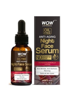 WOW Skin Science Anti Aging Night Face Serum Oil Free Anti Wrinkle Anti Dullness Reviving No Parabens Silicones & Color 50Ml  - Image 1