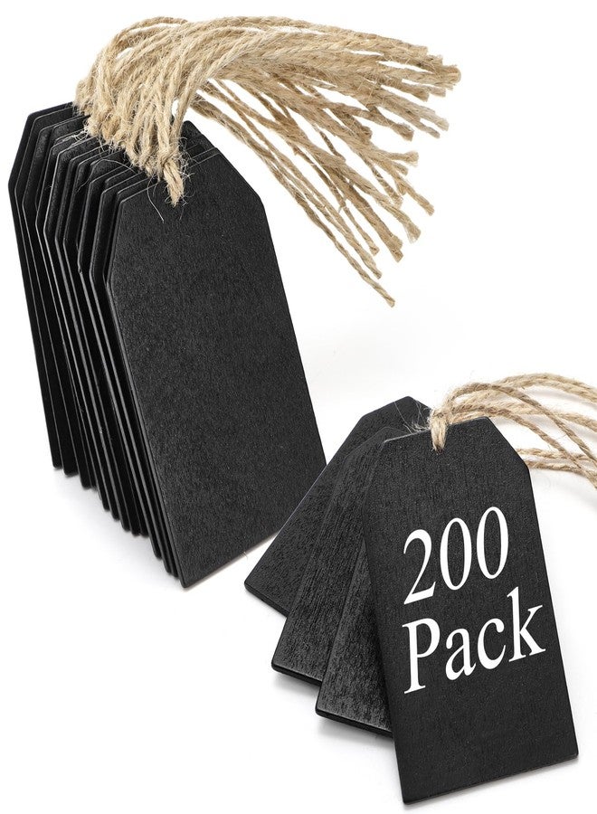 TOPZEA 200 Pieces 3"x2" Wood Chalkboard Tags Bulk, Double-Sided Hanging Name Labels Mini Chalkboard Sign with String for Christmas Stocking, DIY Gift, Party Favors & Craft Supplies - Image 1
