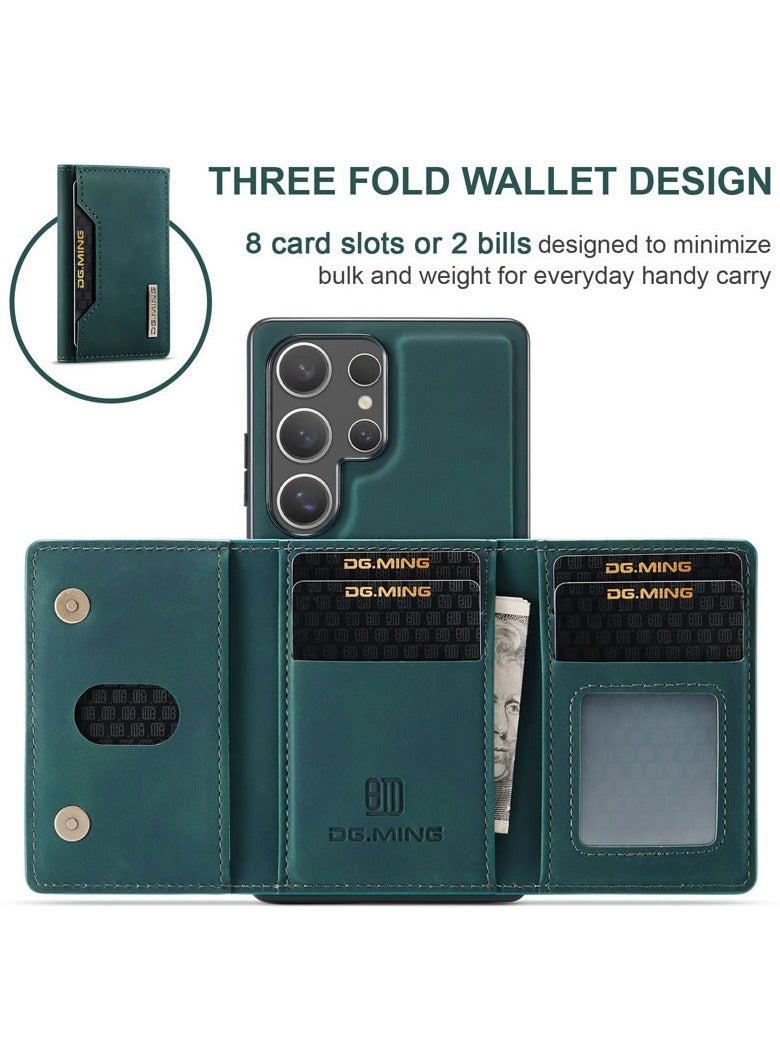 DGMING DGMING Compatible With Samsung Galaxy S25 Ultra DG.MING Premium Leather Phone Case Back Cover Magnetic Detachable with Trifold Wallet Card Holder Pocket (Mint Green)  - Image 2
