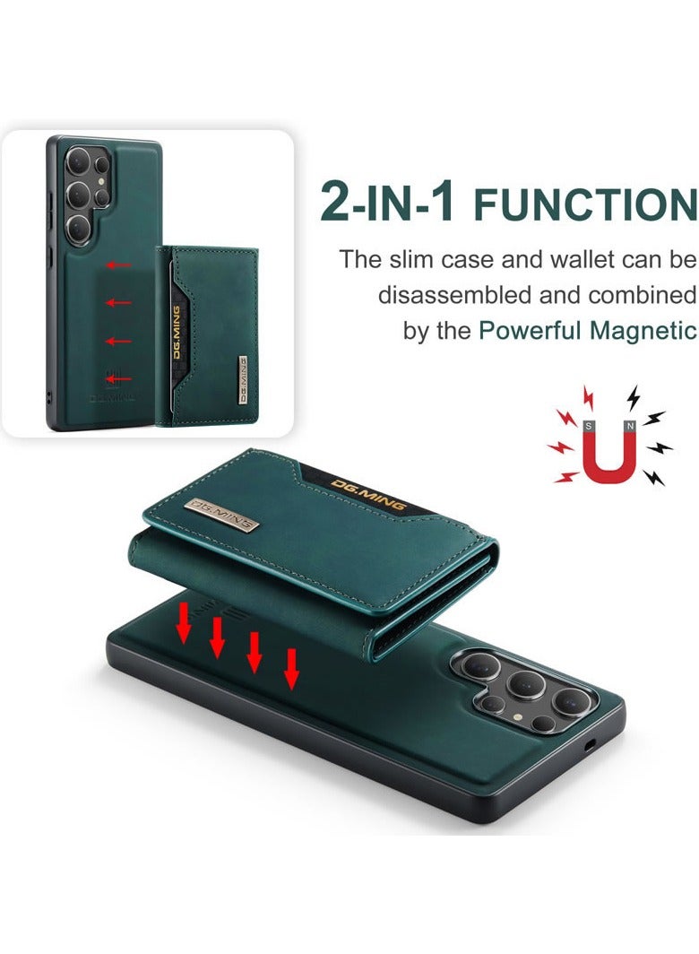 DGMING DGMING Compatible With Samsung Galaxy S25 Ultra DG.MING Premium Leather Phone Case Back Cover Magnetic Detachable with Trifold Wallet Card Holder Pocket (Mint Green)  - Image 3