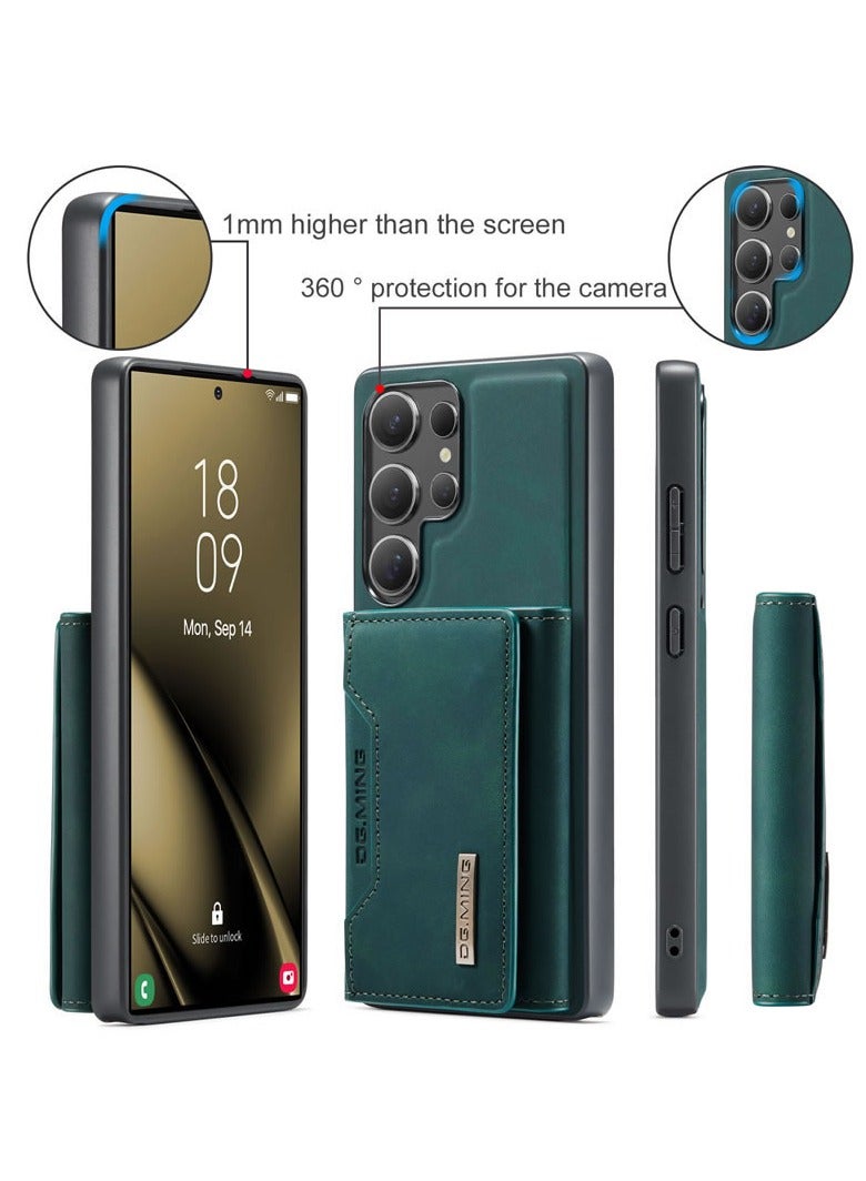 DGMING DGMING Compatible With Samsung Galaxy S25 Ultra DG.MING Premium Leather Phone Case Back Cover Magnetic Detachable with Trifold Wallet Card Holder Pocket (Mint Green)  - Image 4