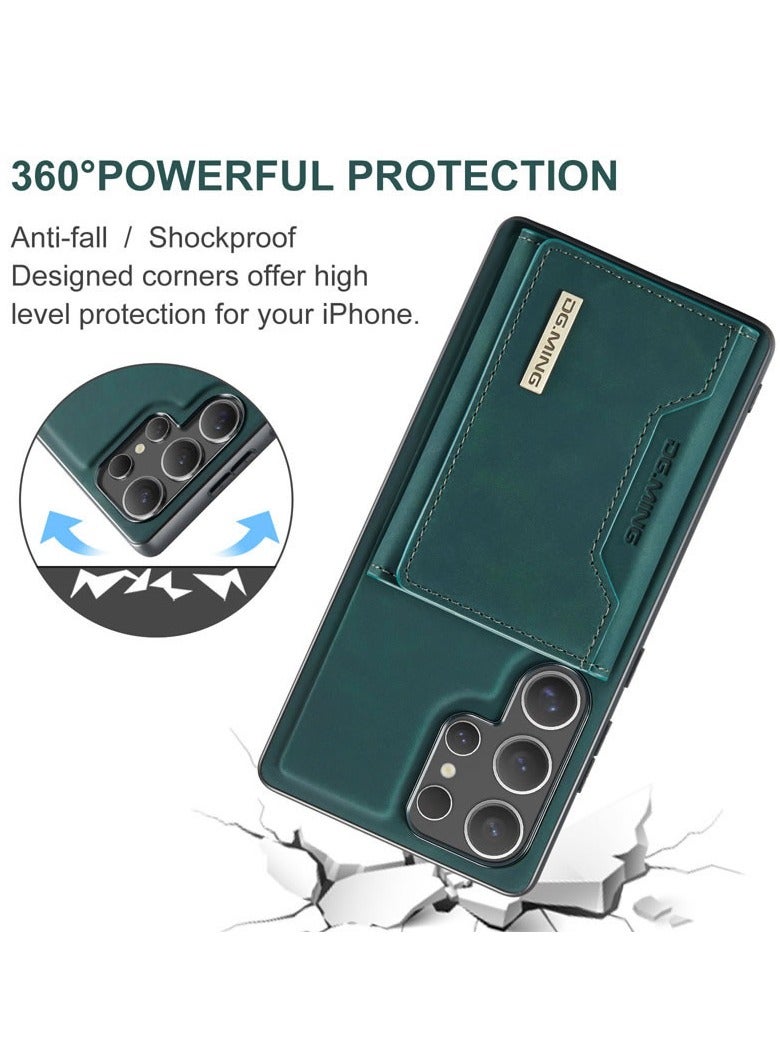 DGMING DGMING Compatible With Samsung Galaxy S25 Ultra DG.MING Premium Leather Phone Case Back Cover Magnetic Detachable with Trifold Wallet Card Holder Pocket (Mint Green)  - Image 5