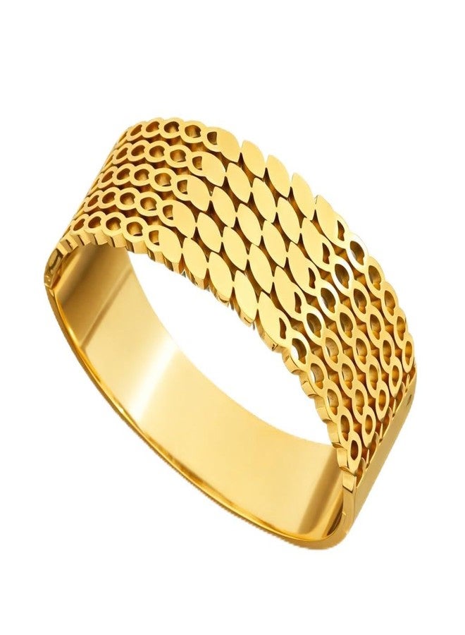 MEENAZ Gold Bangle Set Broad Design Bracelet for Women Stylish |Stainless Steel Design Kada for Girls| Anti Tarnish Jewellery for women | Valentine Gift for girlfriend Wife gifts for woman-457 - Image 1