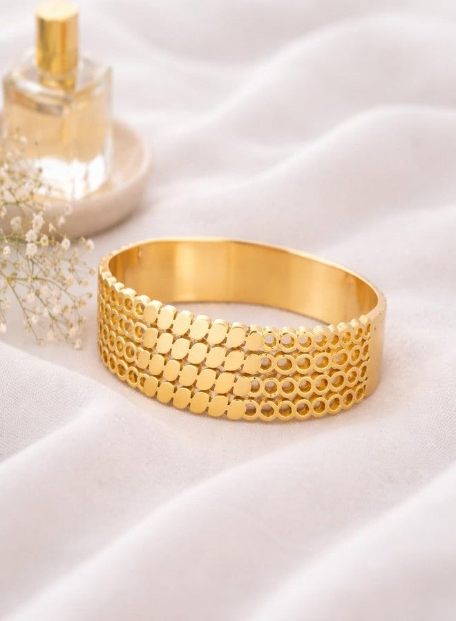 MEENAZ Gold Bangle Set Broad Design Bracelet for Women Stylish |Stainless Steel Design Kada for Girls| Anti Tarnish Jewellery for women | Valentine Gift for girlfriend Wife gifts for woman-457 - Image 3