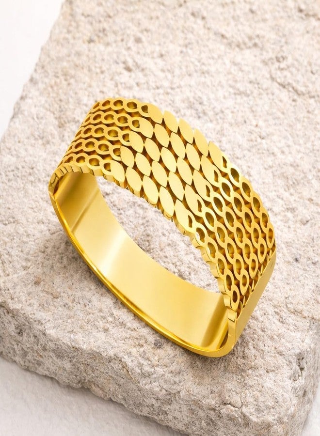 MEENAZ Gold Bangle Set Broad Design Bracelet for Women Stylish |Stainless Steel Design Kada for Girls| Anti Tarnish Jewellery for women | Valentine Gift for girlfriend Wife gifts for woman-457 - Image 4