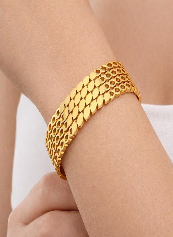 MEENAZ Gold Bangle Set Broad Design Bracelet for Women Stylish |Stainless Steel Design Kada for Girls| Anti Tarnish Jewellery for women | Valentine Gift for girlfriend Wife gifts for woman-457 - Image 2