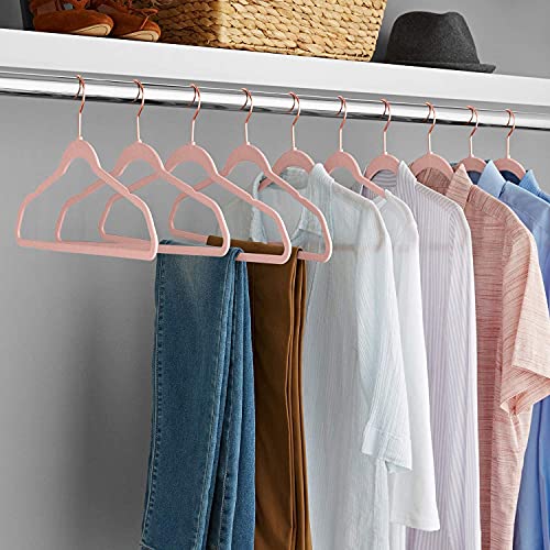 KITCHMO- Premium Velvet Hangers Non Slip Velvet Suit Hangers Rose Gold Hooks,Space Saving Clothes Hangers Velvet Hangers Non-Slip 360 Degree Swivel Hook Clothes Hangers Velvet (Peach, Pack of 20) - Image 5