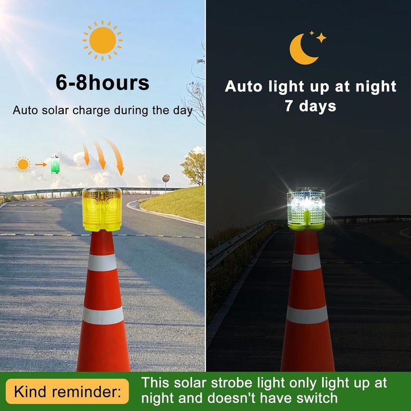 Aolyty Solar Strobe Warning Light - 360 Degree Super Bright Waterproof IP54 for Construction and Marine Use - Image 2