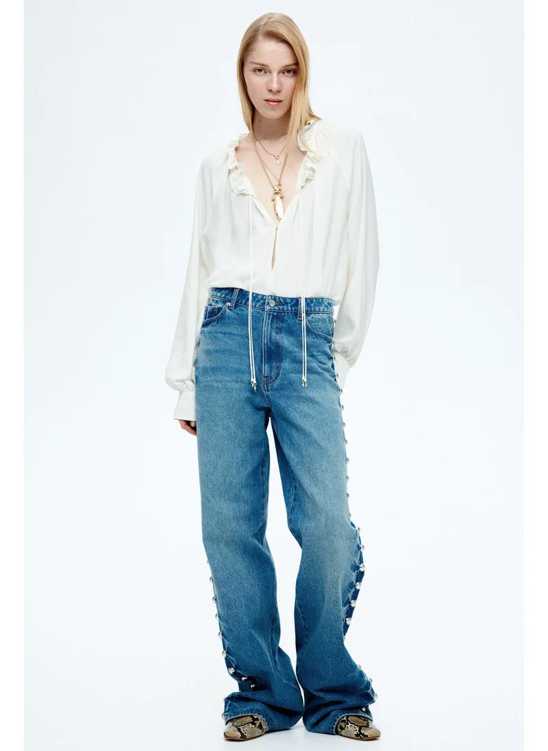 H&M Frill-trimmed drawstring blouse