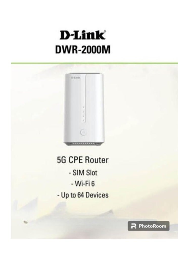 D-Link DWR-2000M 5G CPE Router  AX1800 router with 4 x Gigabit LAN ports, 1 x Gigabit WAN port, 1 x FXS port, 1 x USB 3.0 white - Image 2