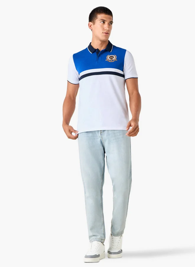 Splash FAV Embroidered Colourblock Polo T-shirt