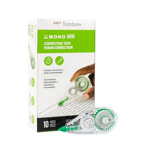 Tombow 68722 MONO Mini Correction Tape Easy to Use Applicator for Instant Corrections,Clear, 10-Pack - Image 1