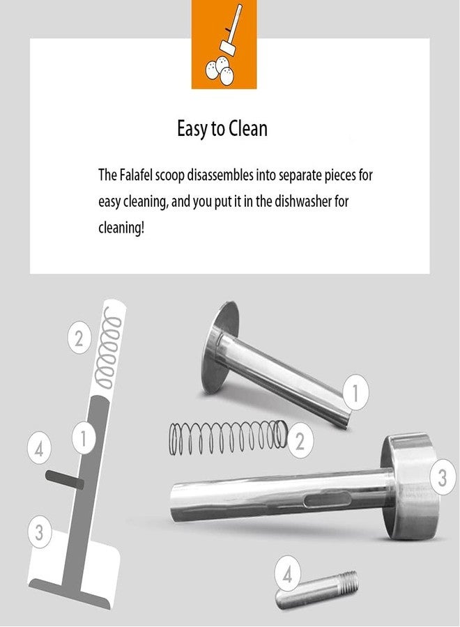LZDGCC Falafel Scoop With Spatula, Meatball Maker Tool, Stainless Steel Professional Falafel Maker Scoop, Meatball Scoop, Falafel Frozen, Falafel Maker Tool, Food Safe & Non-Sticky Falafel Baller Scoop Mold - Image 5