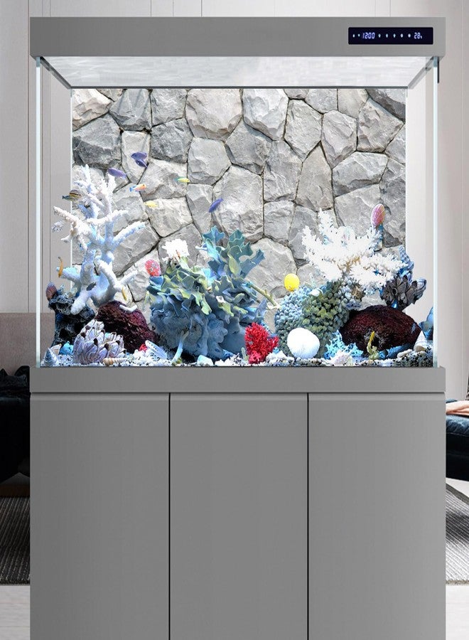 AWERT 48x18 inches White Stone Aquarium Background Rocky Fish Tank Background Rock Terrarium Background Vinyl - Image 4