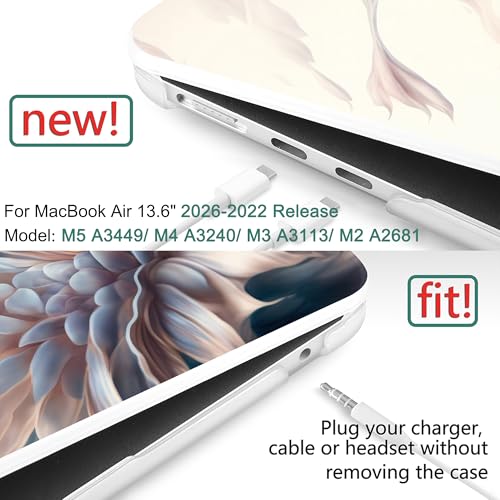DONGKE for MacBook Air 13 Inch Case M5 2026 M4 2025 M3 M2 20242022 A3449 A3240 A3113 A2681 Plastic Hard Shell Keyboard Cover Screen Film for MacBook Air 136 Inch Case Beautiful Flower - Image 3