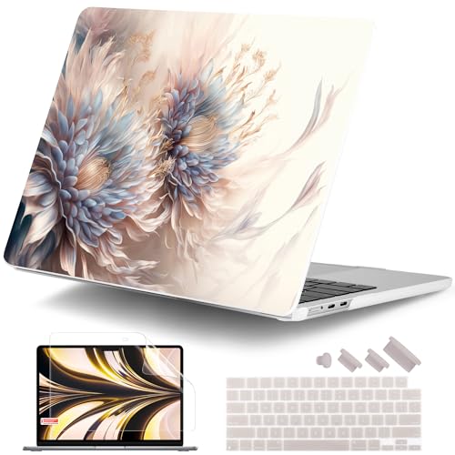DONGKE for MacBook Air 13 Inch Case M5 2026 M4 2025 M3 M2 20242022 A3449 A3240 A3113 A2681 Plastic Hard Shell Keyboard Cover Screen Film for MacBook Air 136 Inch Case Beautiful Flower - Image 1