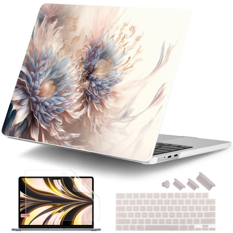 DONGKE for MacBook Air 13 Inch Case M5 2026 M4 2025 M3 M2 20242022 A3449 A3240 A3113 A2681 Plastic Hard Shell Keyboard Cover Screen Film for MacBook Air 136 Inch Case Beautiful Flower - Image 2