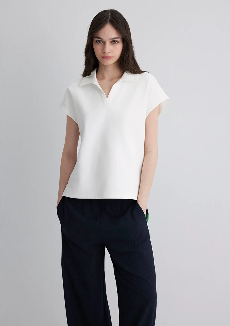 مافي Ecru Polo T-Shirt