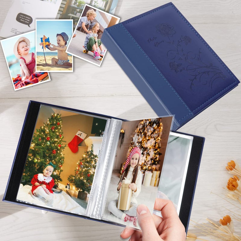Artmag Artmag Photo Album 5x7 2 Packs Clear Pages Pockets Leather Cover Slip Slide in Photo Album Book Each Holds 50 Vertical 5x7 Photos Picture Book for Wedding Family (Blue)  - Image 4