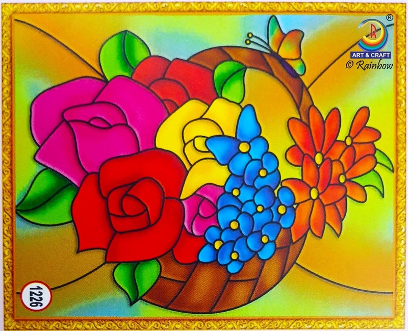 Rainbow DIY - Fiberglass Painting Kit, Flower Bouquet, Medium (7.75x10.5 inch), Design No. 1226 - Image 1