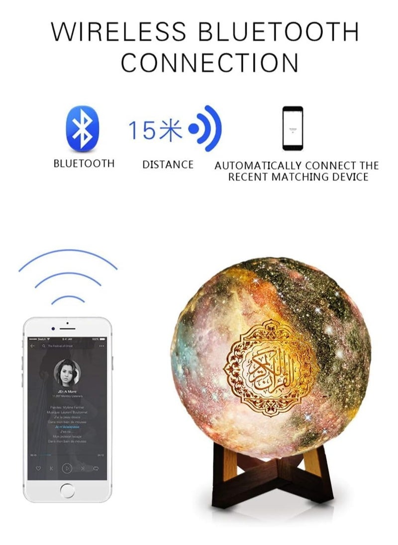 Portable Quran speaker LED night light, 16-color 3D printing LED Galaxy Moon light, Bluetooth, Micro SD remote control speaker, Quran chanting, FM radio (ELT-GLOBE-01) - pzsku/Z344C75ABC84E7E252288Z/45/_/1706772061/ac572fb6-7ba3-43f9-975c-1bd26d825681