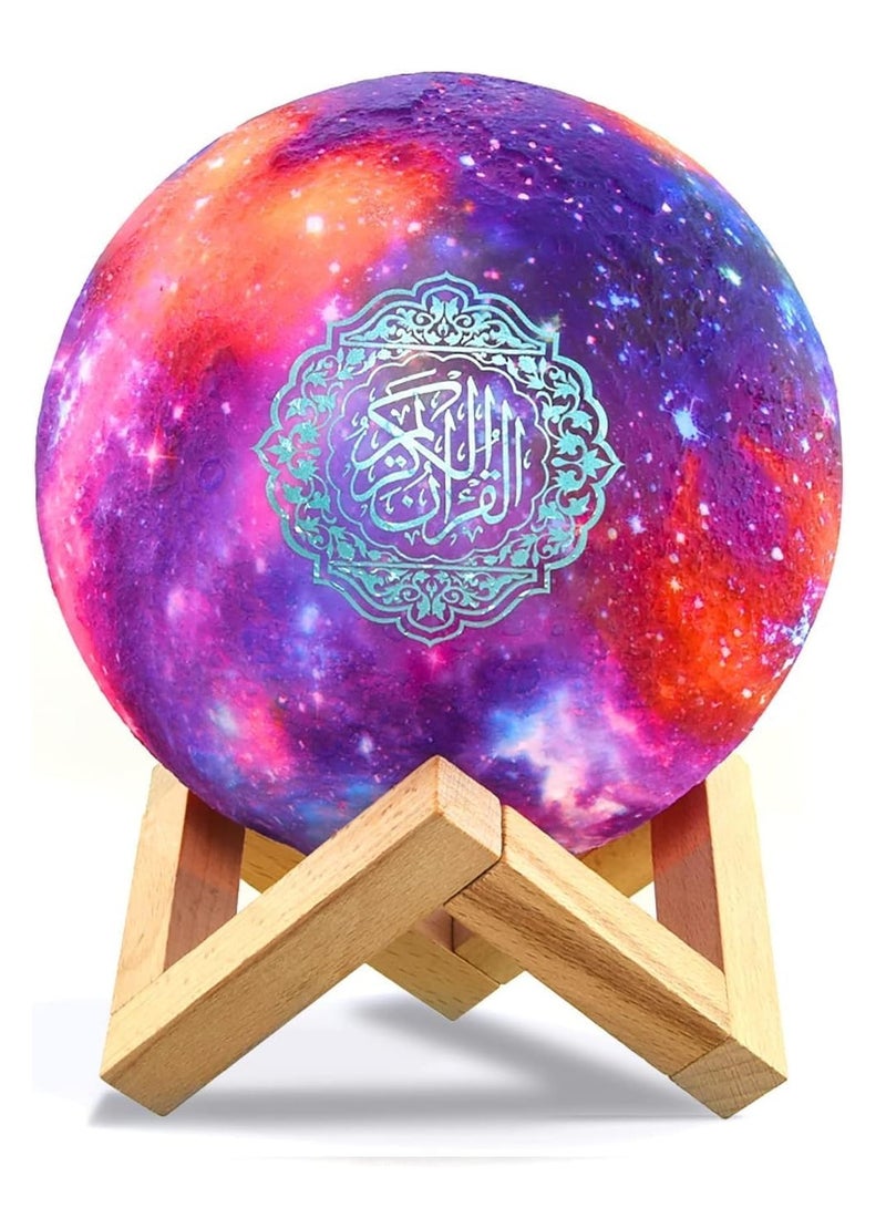 ELTRAZONE Portable Quran speaker LED night light, 16-color 3D printing LED Galaxy Moon light, Bluetooth, Micro SD remote control speaker, Quran chanting, FM radio (ELT-GLOBE-01) - Image 4