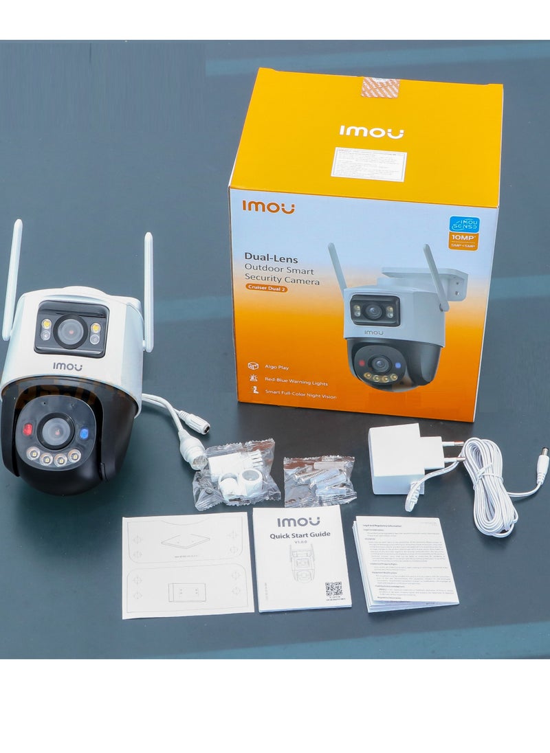 IMOU - Cruiser Dual Lens 6MP 3K Outdoor WiFi Surveillance Camera, Resolution (3MP fixed lens and 3MP PT lens), Color Night Vision up to 30m, AI Person/Vehicle Detection, Automatic PT Tracking, Two-Way Audio, IP66 (IPC-S7XEN-6M0WED) - Image 1