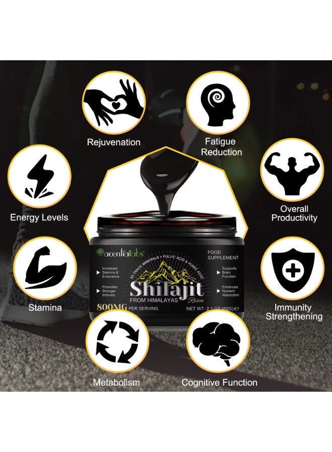 Acentiallabs Shilajit Pure Himalayan Shilajit Resin 60G Pure Shilajit with 85+ Trace Minerals & Fulvic Acid for Energy and Immune of Men and Women, 800Mg Per Serving - Image 3