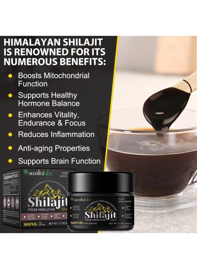 Acentiallabs Shilajit Pure Himalayan Shilajit Resin 60G Pure Shilajit with 85+ Trace Minerals & Fulvic Acid for Energy and Immune of Men and Women, 800Mg Per Serving - Image 4