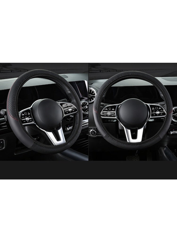 Generic Car leather steering wheel cover, soft and comfortable, breathable and non-slip, universal elastic steering wheel cover, sports car, car interior modification - Image 3